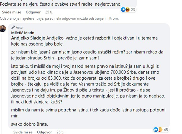 Miletić se u raspravama poziva na dokazani fake news (Foto: Facebook)