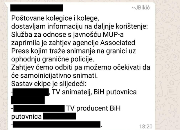 Poruka glasnogovornice MUP-a Jelene Bikić (Foto: Lighthouse Reports)