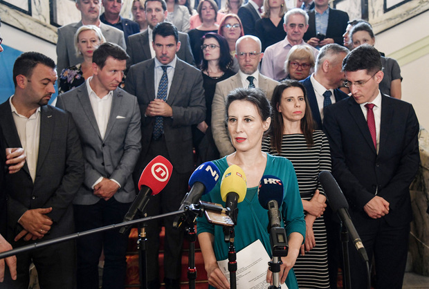 Zajednička izjava opozicije nakon saborskog glasanja (Foto: Josip Regović/PIXSELL)