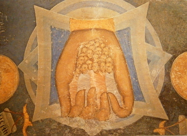 Duše pravednika u ruci Božjoj. Freska iz prve trećine 15 stoljeća u manastiru Manasija