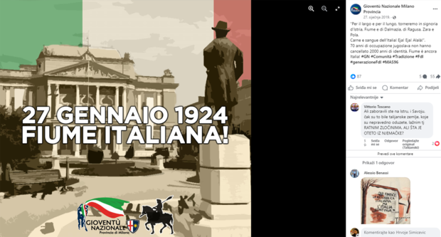 Fiume Italiana! – Facebook-profil Nacionalne omladine (Foto: Facebook/Nacionalna omladina)