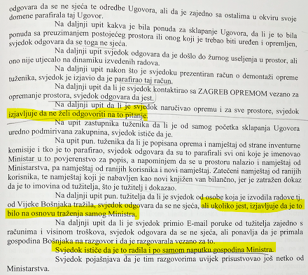 Tajnica ministarstva Stanislava Rogić svojim je iskazom pobudila dodatnu sumnju u argumente ministarstva
