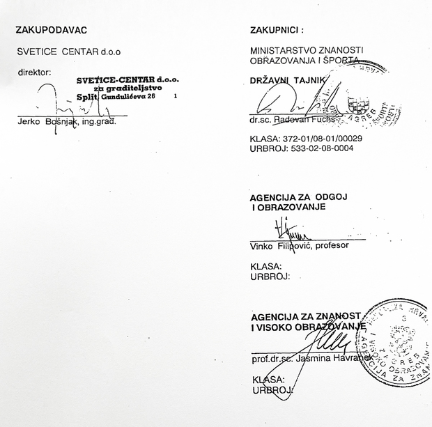 Ugovor o zakupu sa Svetice-centom potpisao je tadašnji državni tajnik Radovan Fuchs