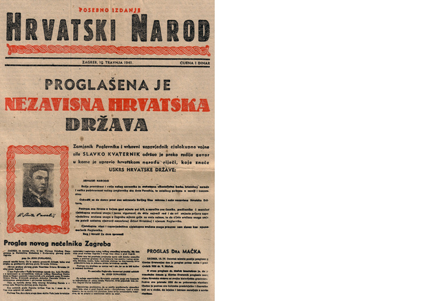 Posebno izdanje "Hrvatskog naroda" od 10. travnja 1941. 