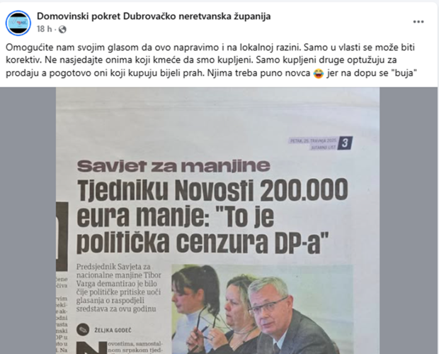 Ni DP Dubrovačko-neretvanske županije ne skriva zadovoljstvo (Foto: Facebook/Screenshot)