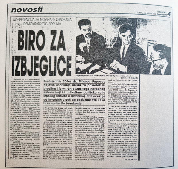 Izvještaj Slobodne Dalmacije sa SDF-ove press-konferencije, 1992. 